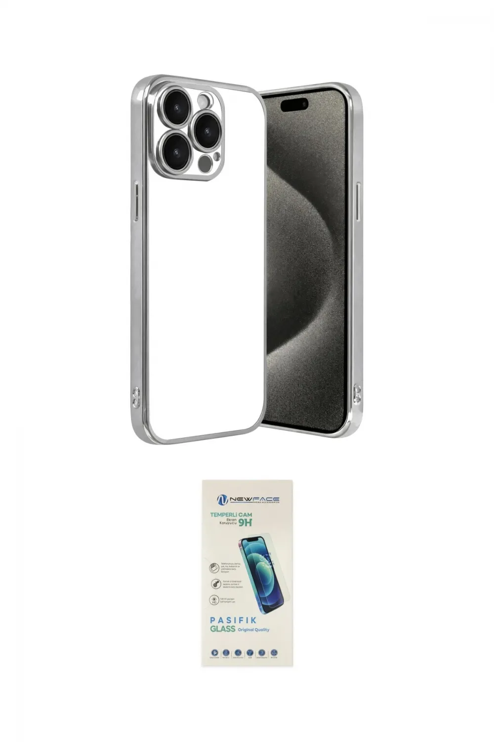 ieg™ iPhone 15 Pro Max Kılıf Vadi Minimal - Şeffaf Pasifik Cam Ekran Koruyucu