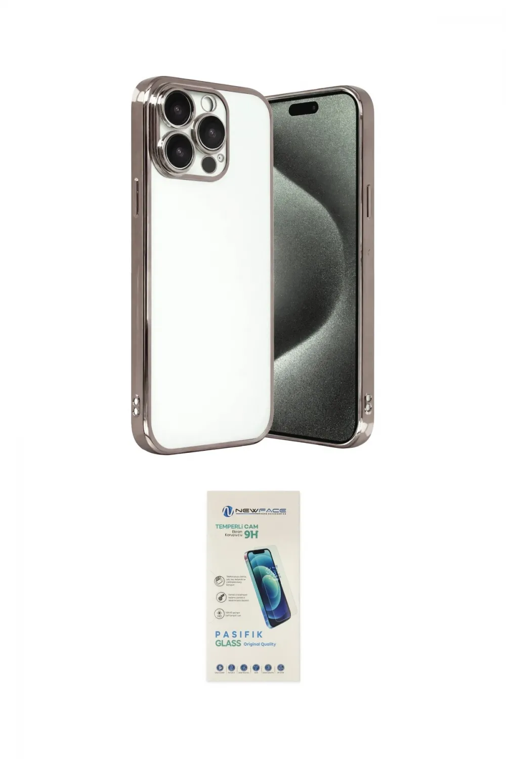 ieg™ iPhone 15 Pro Max Kılıf Vadi Minimal - Şeffaf Pasifik Cam Ekran Koruyucu