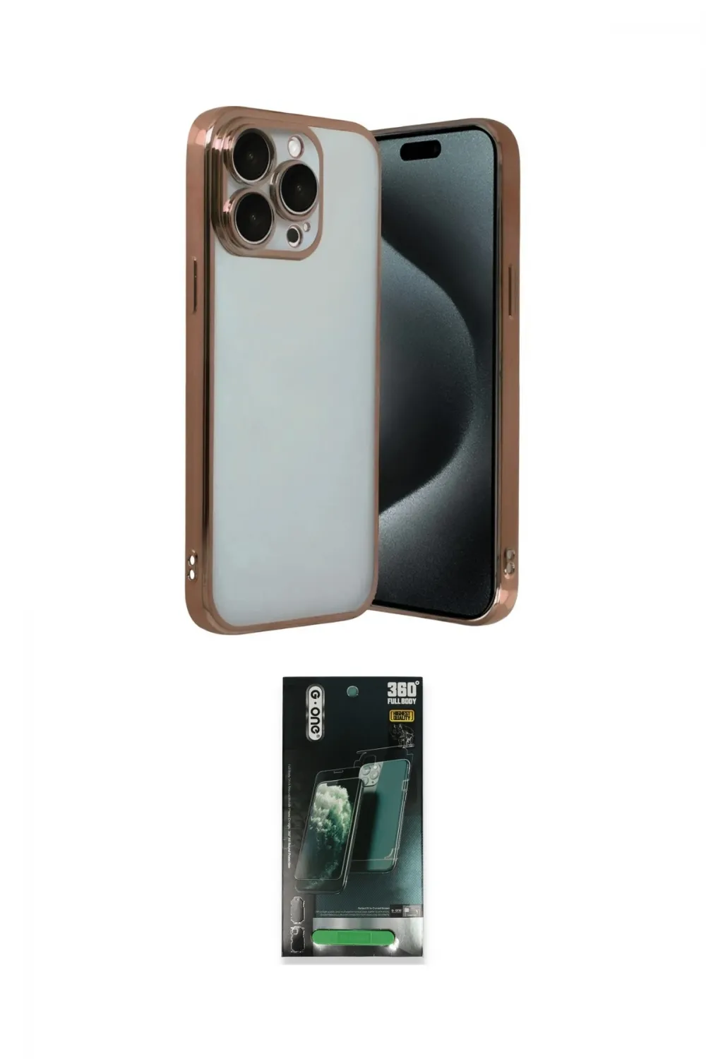 ieg™ iPhone 15 Pro Max Kılıf Vadi Minimal - Siyah 360 Mat Full Body Arka Koruyucu