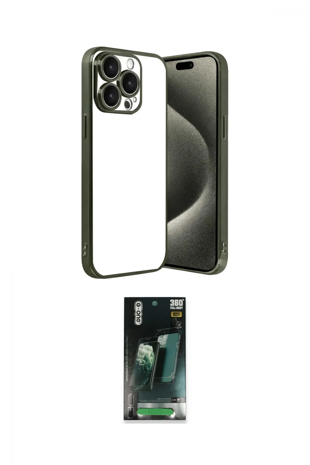 ieg™ iPhone 15 Pro Max Kılıf Vadi Minimal - Siyah 360 Mat Full Body Arka Koruyucu