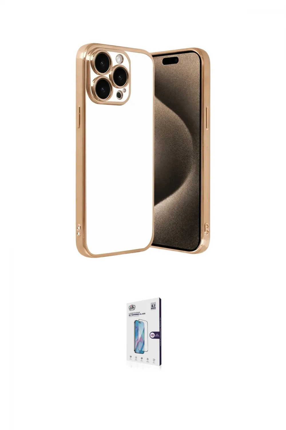 ieg™ iPhone 15 Pro Max Kılıf Vadi Minimal - Siyah Bilvis 0.18mm Plus Cam Ekran Koruyucu