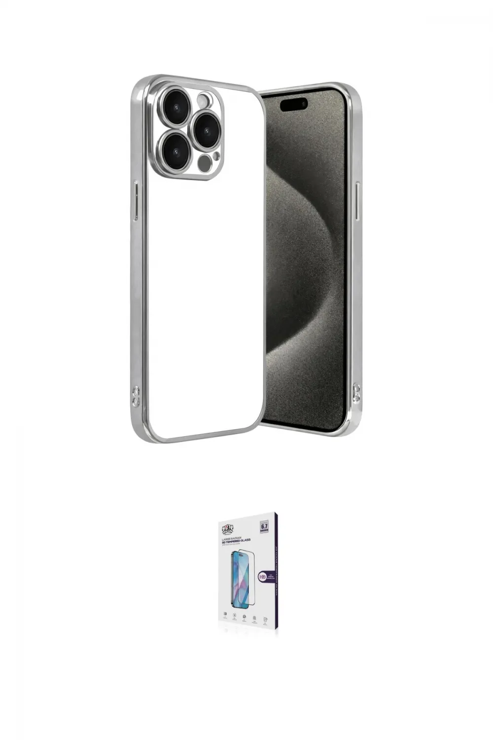 ieg™ iPhone 15 Pro Max Kılıf Vadi Minimal - Siyah Bilvis 0.18mm Plus Cam Ekran Koruyucu