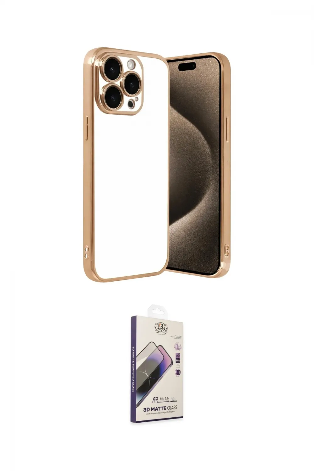 ieg™ iPhone 15 Pro Max Kılıf Vadi Minimal - Siyah Bilvis 3D Mat Cam Ekran Koruyucu