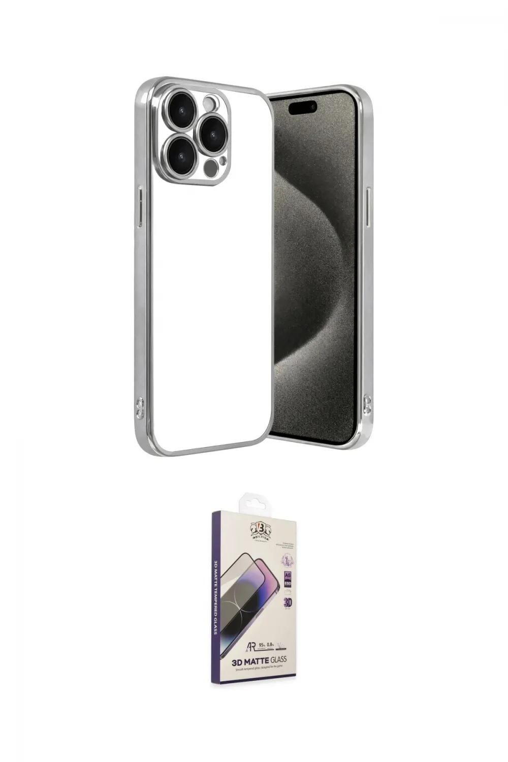 ieg™ iPhone 15 Pro Max Kılıf Vadi Minimal - Siyah Bilvis 3D Mat Cam Ekran Koruyucu
