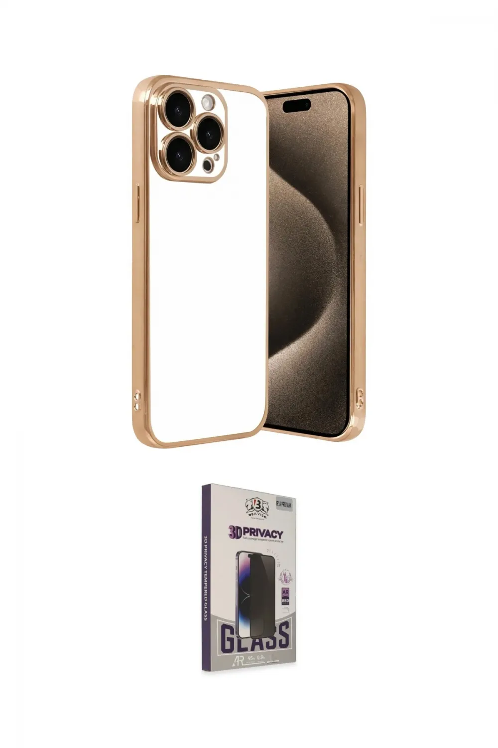 ieg™ iPhone 15 Pro Max Kılıf Vadi Minimal - Siyah Bilvis Hayalet Cam Ekran Koruyucu