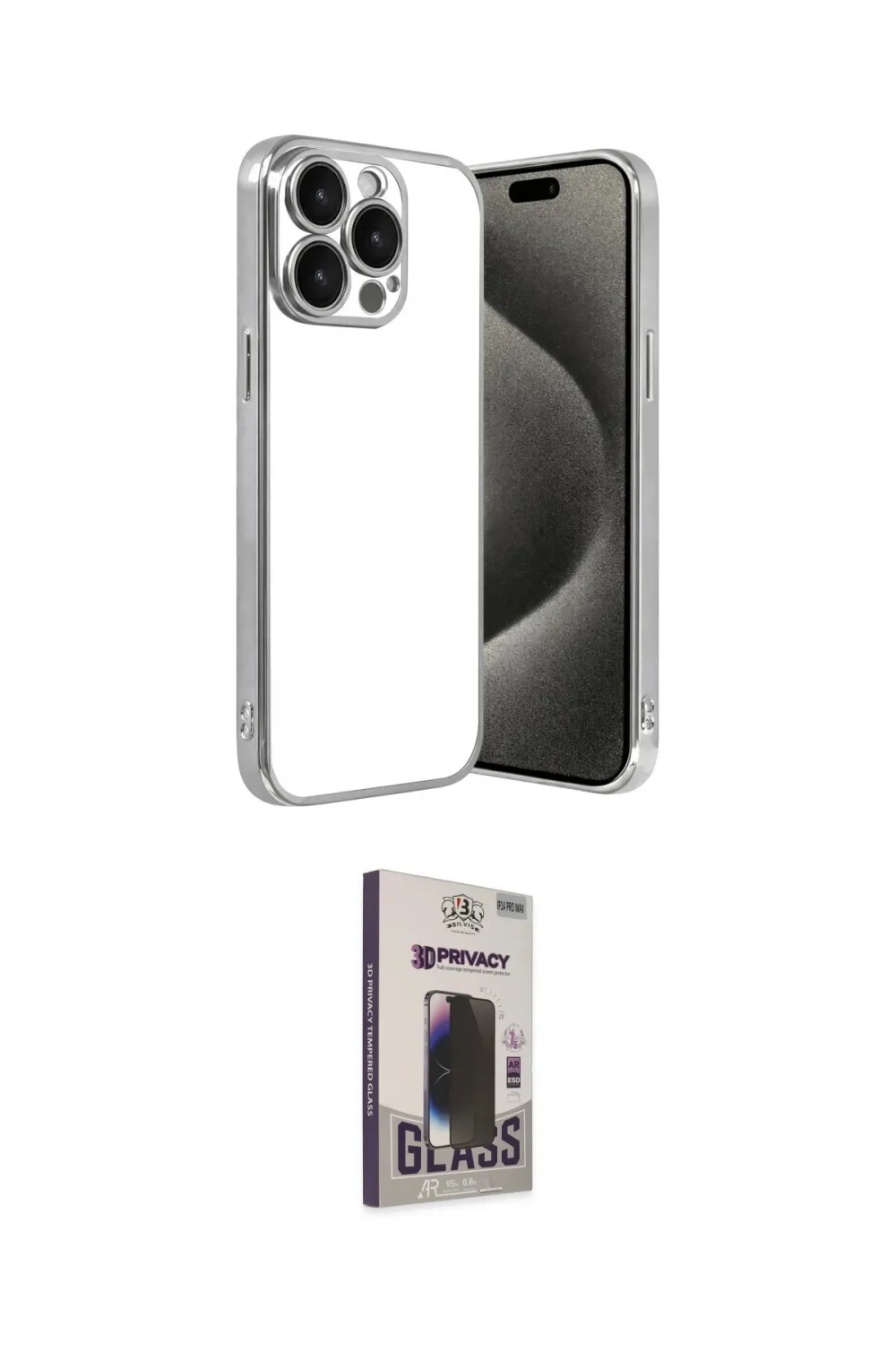 ieg™ iPhone 15 Pro Max Kılıf Vadi Minimal - Siyah Bilvis Hayalet Cam Ekran Koruyucu