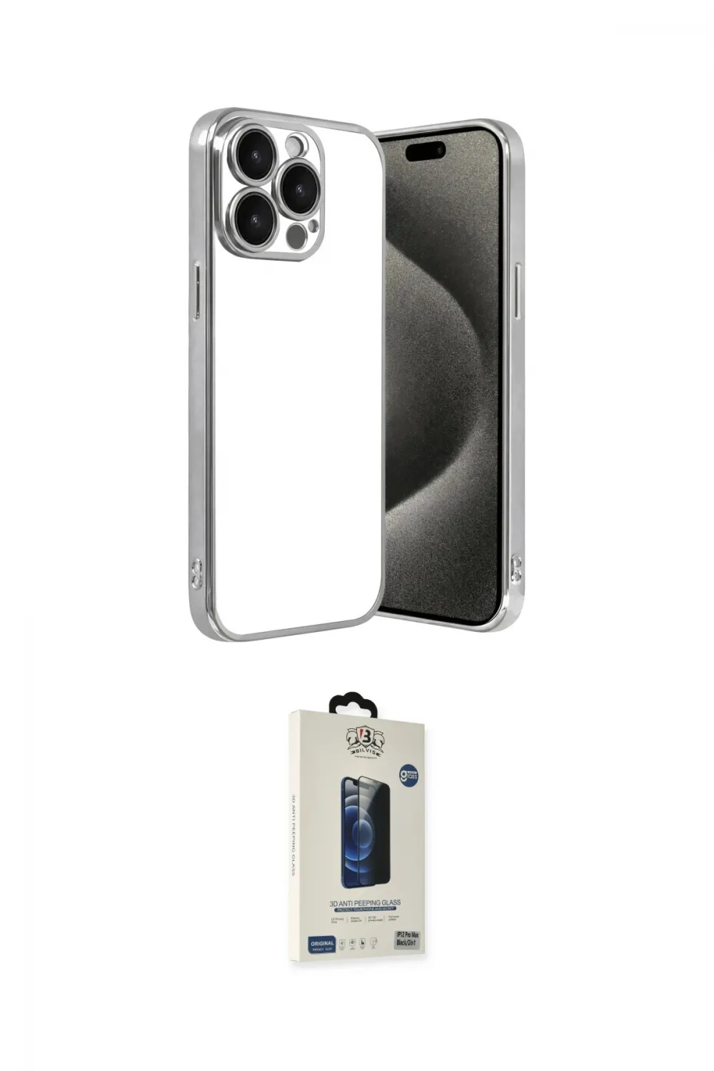 ieg™ iPhone 15 Pro Max Kılıf Vadi Minimal - Siyah Bilvis Hayalet Cam Ekran Koruyucu