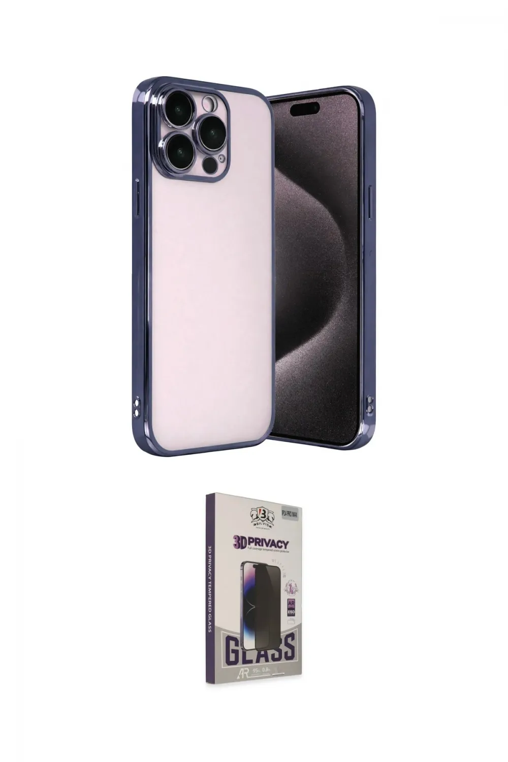 ieg™ iPhone 15 Pro Max Kılıf Vadi Minimal - Siyah Bilvis Hayalet Cam Ekran Koruyucu