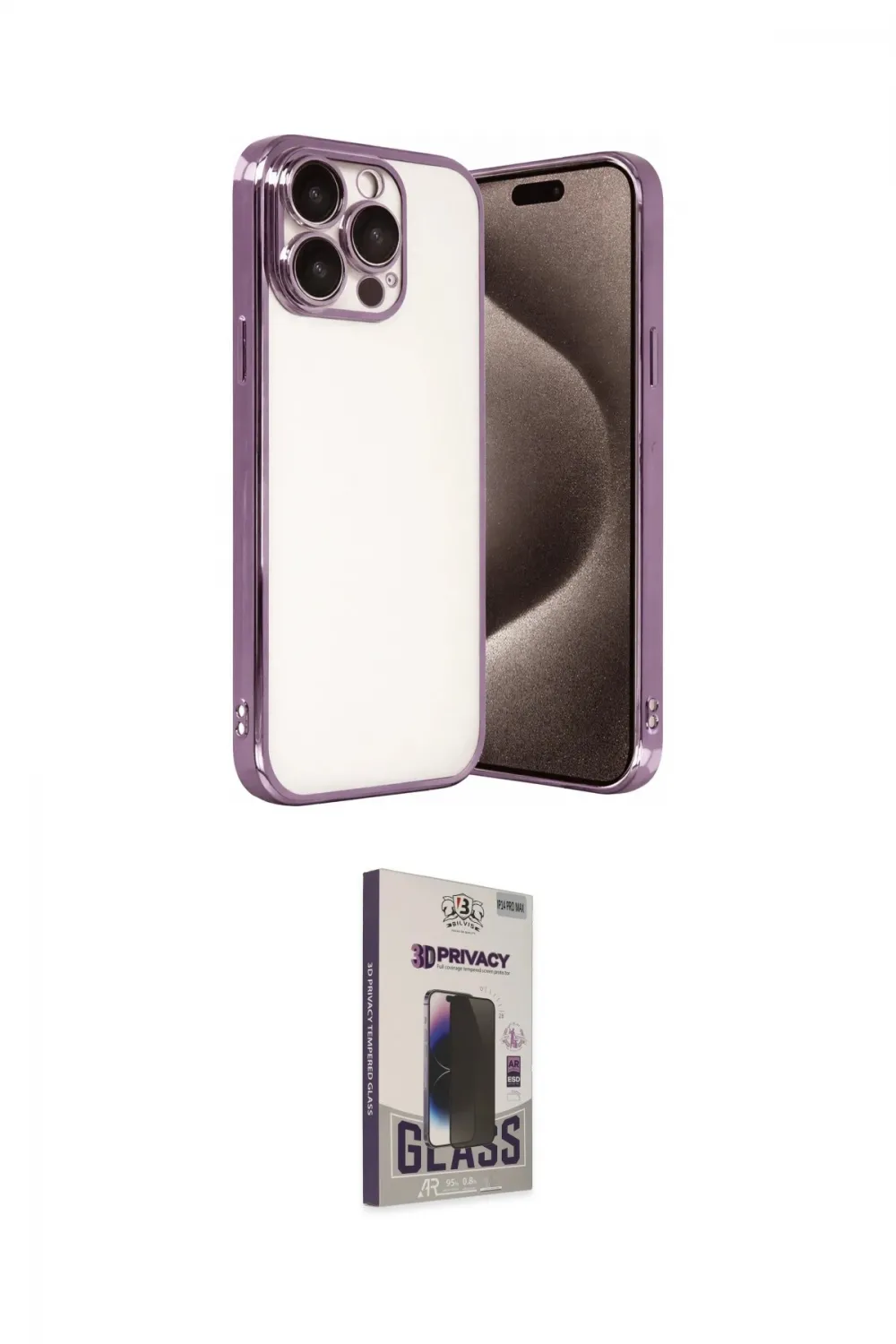 ieg™ iPhone 15 Pro Max Kılıf Vadi Minimal - Siyah Bilvis Hayalet Cam Ekran Koruyucu