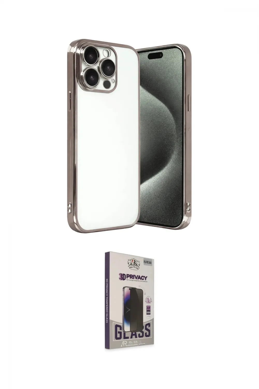 ieg™ iPhone 15 Pro Max Kılıf Vadi Minimal - Siyah Bilvis Hayalet Cam Ekran Koruyucu