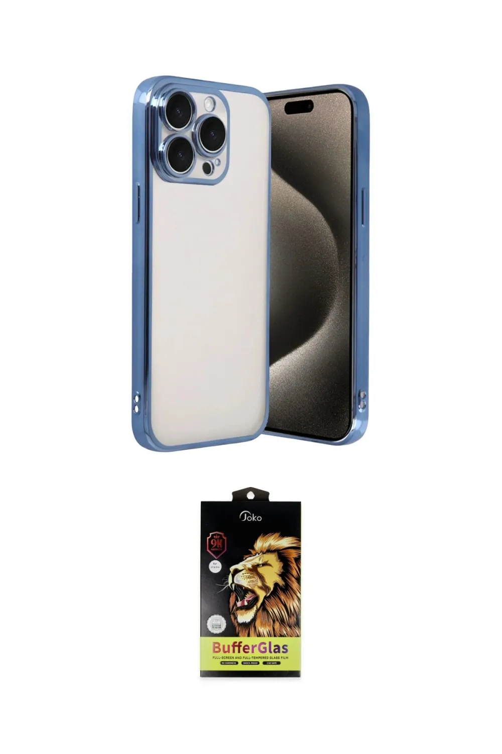 ieg™ iPhone 15 Pro Max Kılıf Vadi Minimal - Siyah Buffer Cam Ekran Koruyucu