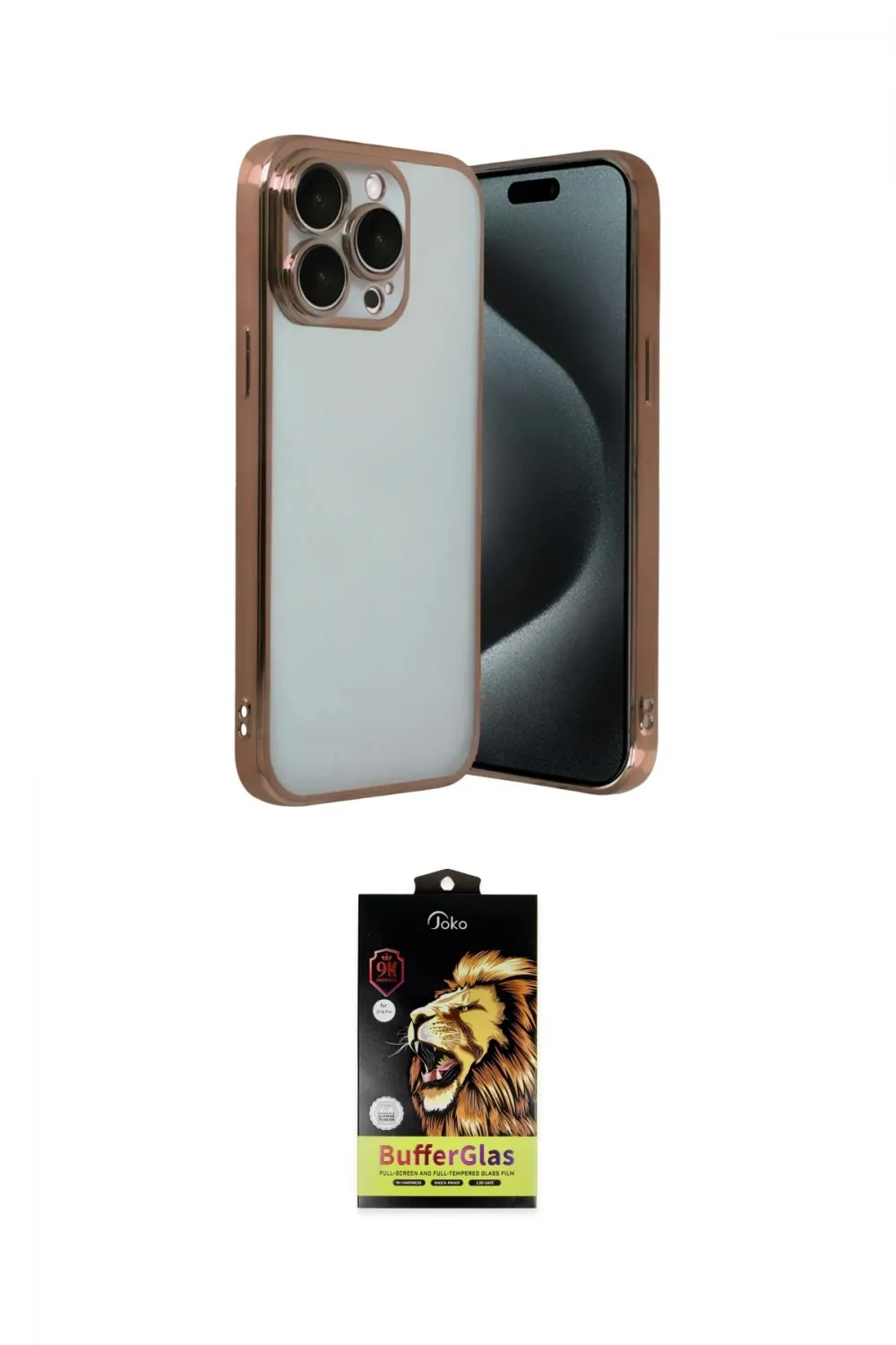 ieg™ iPhone 15 Pro Max Kılıf Vadi Minimal - Siyah Buffer Cam Ekran Koruyucu