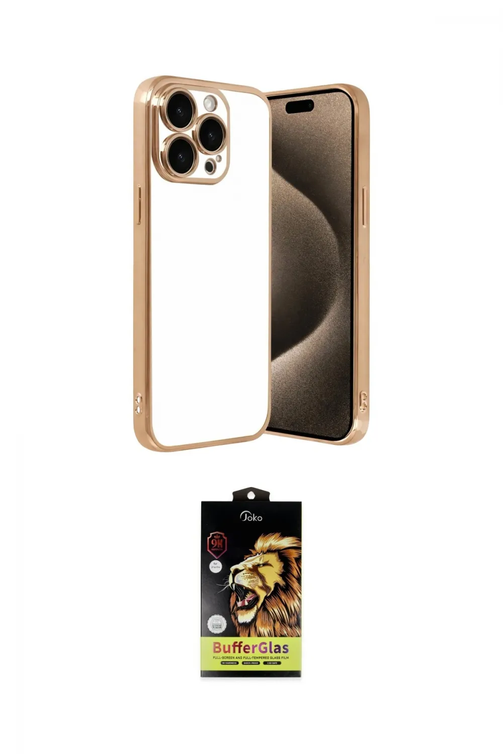 ieg™ iPhone 15 Pro Max Kılıf Vadi Minimal - Siyah Buffer Cam Ekran Koruyucu