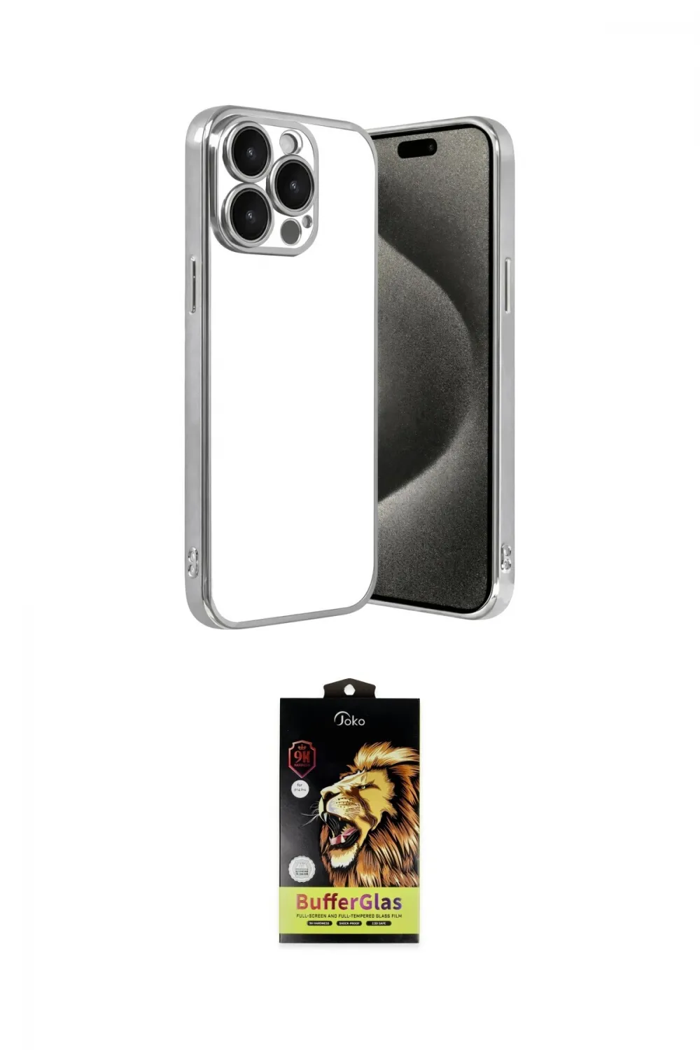 ieg™ iPhone 15 Pro Max Kılıf Vadi Minimal - Siyah Buffer Cam Ekran Koruyucu