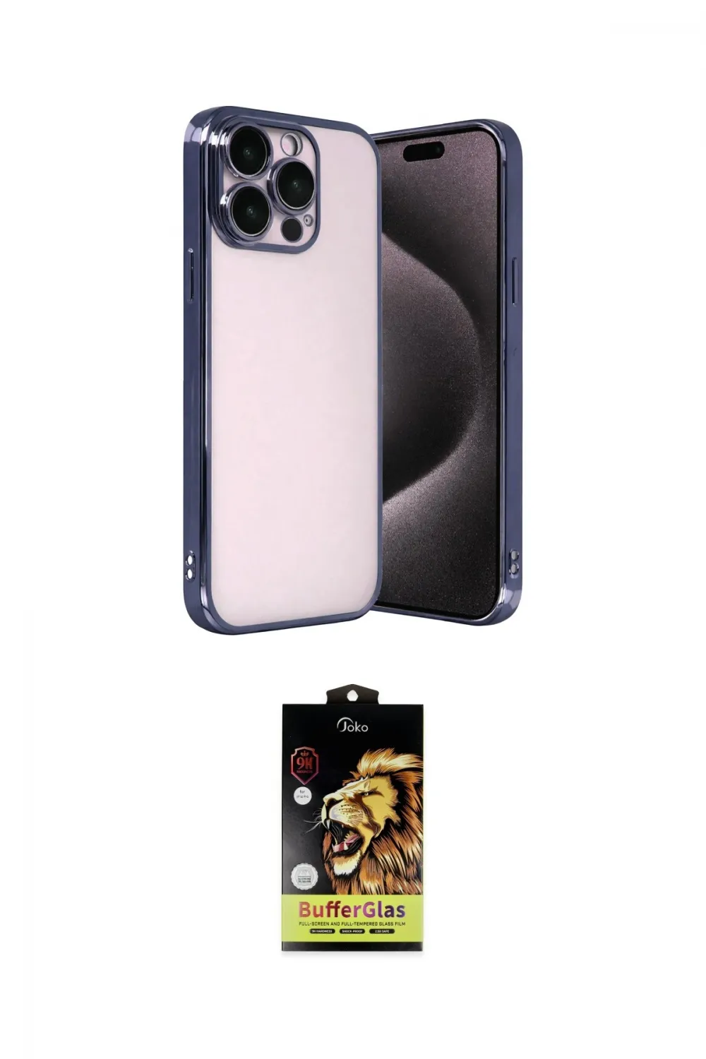ieg™ iPhone 15 Pro Max Kılıf Vadi Minimal - Siyah Buffer Cam Ekran Koruyucu