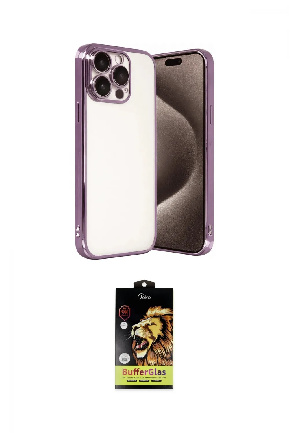 ieg™ iPhone 15 Pro Max Kılıf Vadi Minimal - Siyah Buffer Cam Ekran Koruyucu