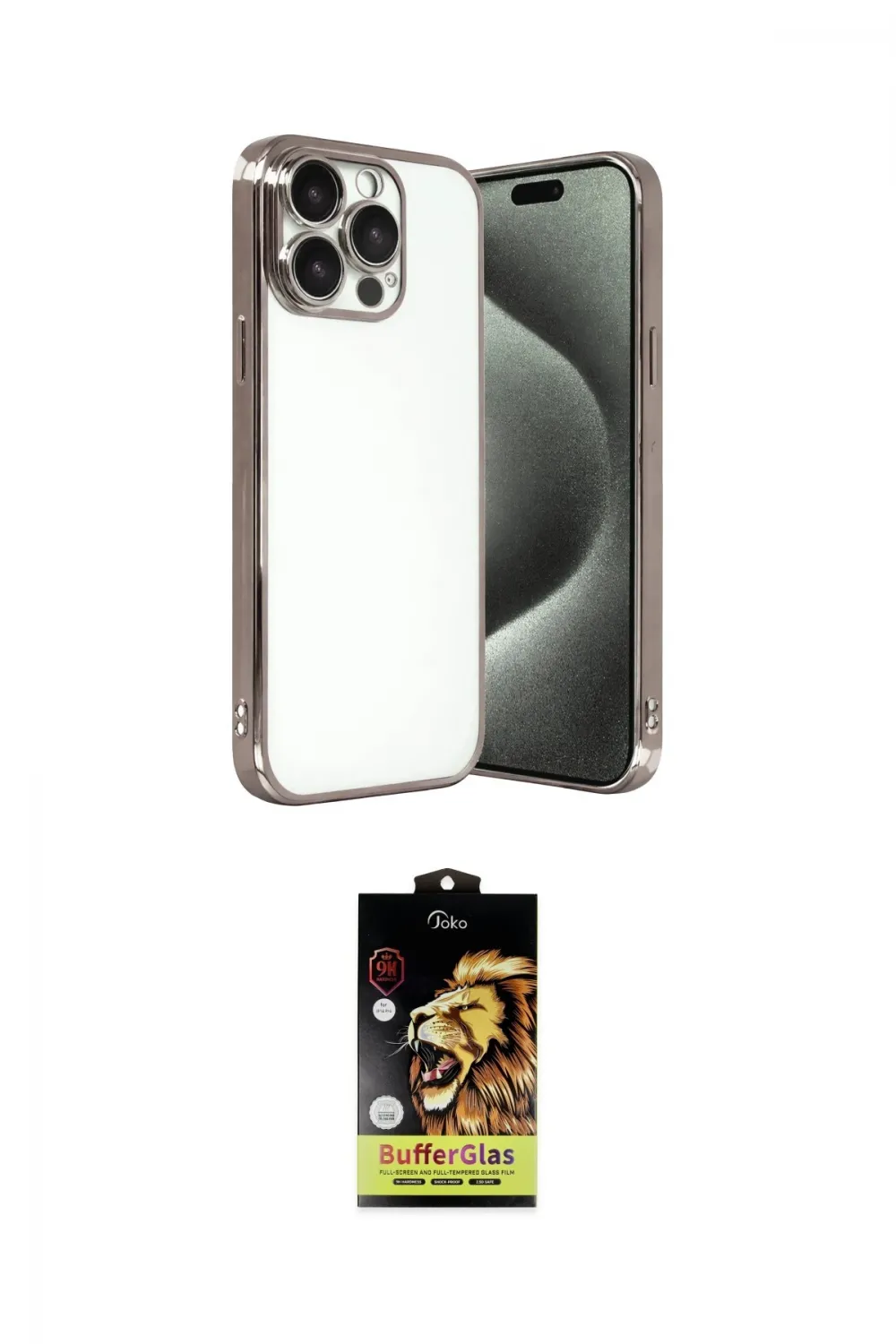 ieg™ iPhone 15 Pro Max Kılıf Vadi Minimal - Siyah Buffer Cam Ekran Koruyucu