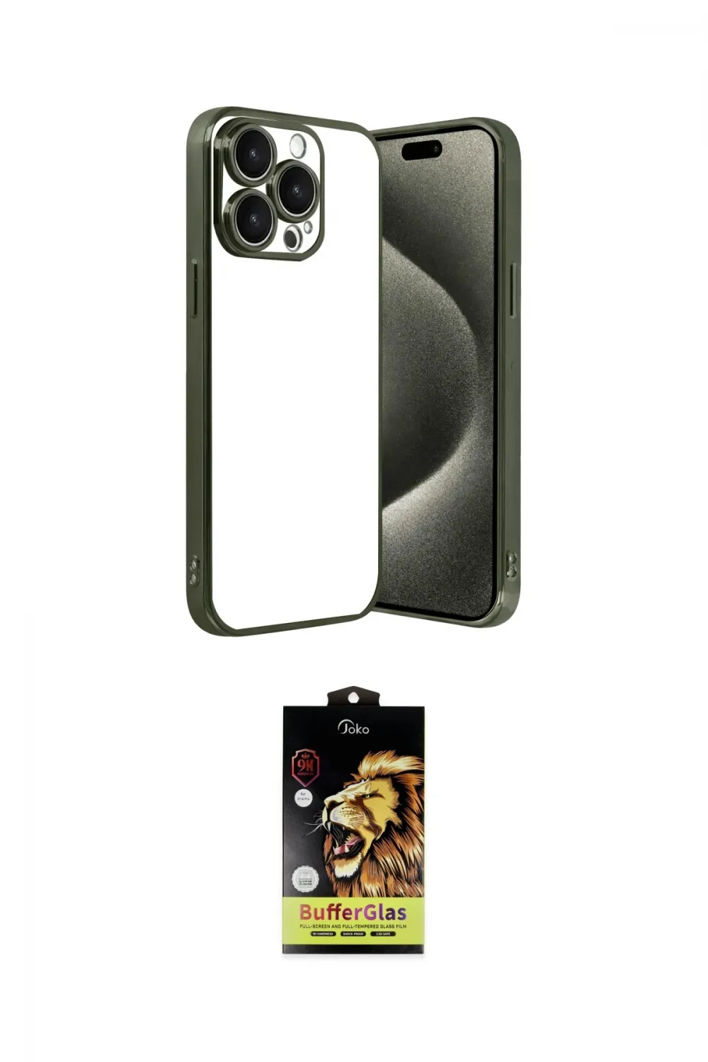 ieg™ iPhone 15 Pro Max Kılıf Vadi Minimal - Siyah Buffer Cam Ekran Koruyucu