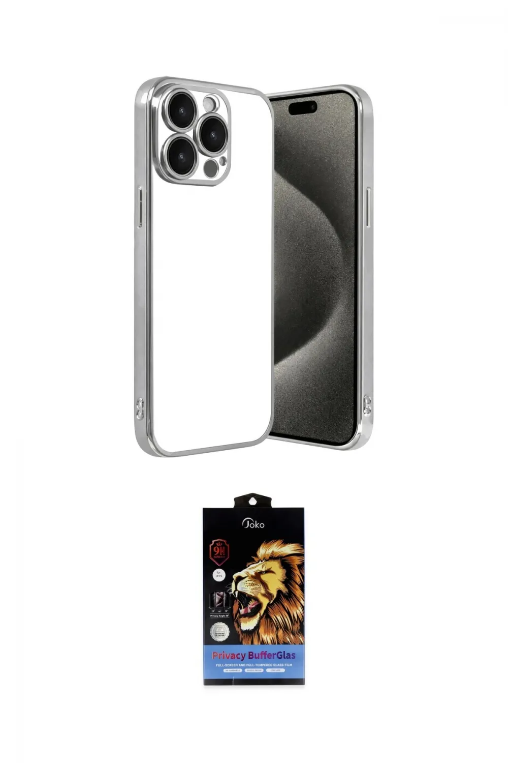 ieg™ iPhone 15 Pro Max Kılıf Vadi Minimal - Siyah Buffer Hayalet Cam Ekran Koruyucu