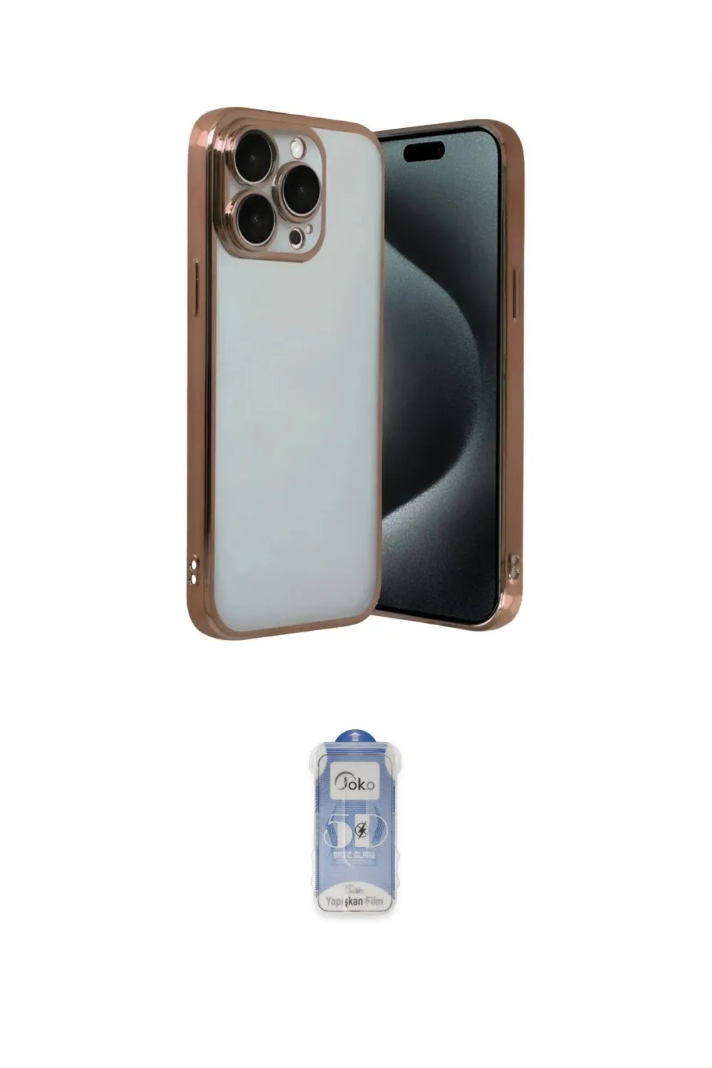 ieg™ iPhone 15 Pro Max Kılıf Vadi Minimal - Siyah Joko Magic 5D Cam