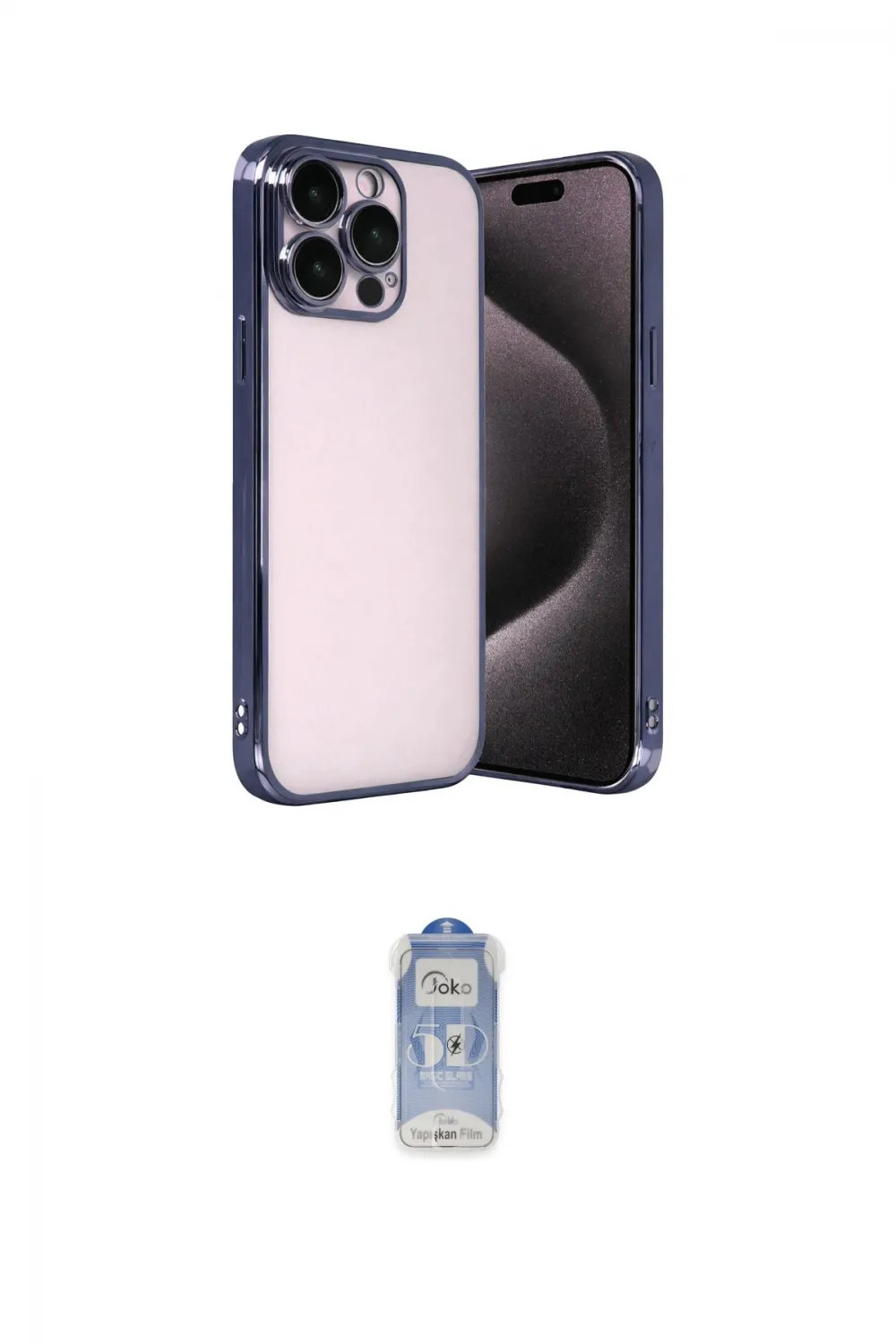ieg™ iPhone 15 Pro Max Kılıf Vadi Minimal - Siyah Joko Magic 5D Cam