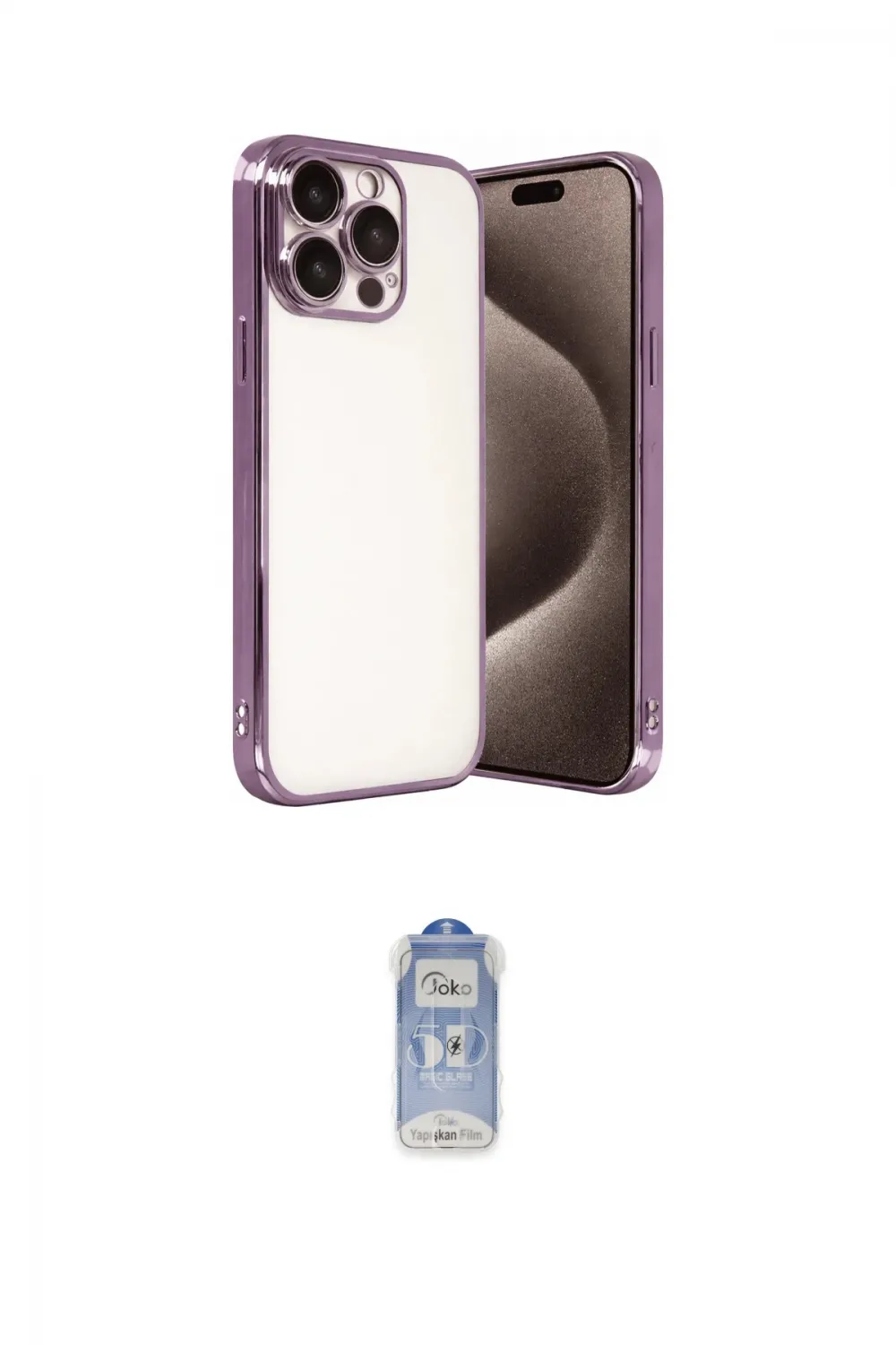 ieg™ iPhone 15 Pro Max Kılıf Vadi Minimal - Siyah Joko Magic 5D Cam