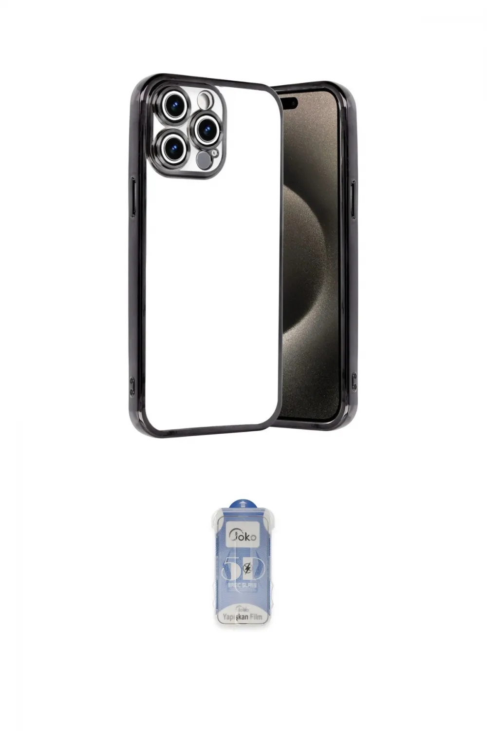 ieg™ iPhone 15 Pro Max Kılıf Vadi Minimal - Siyah Joko Magic 5D Cam