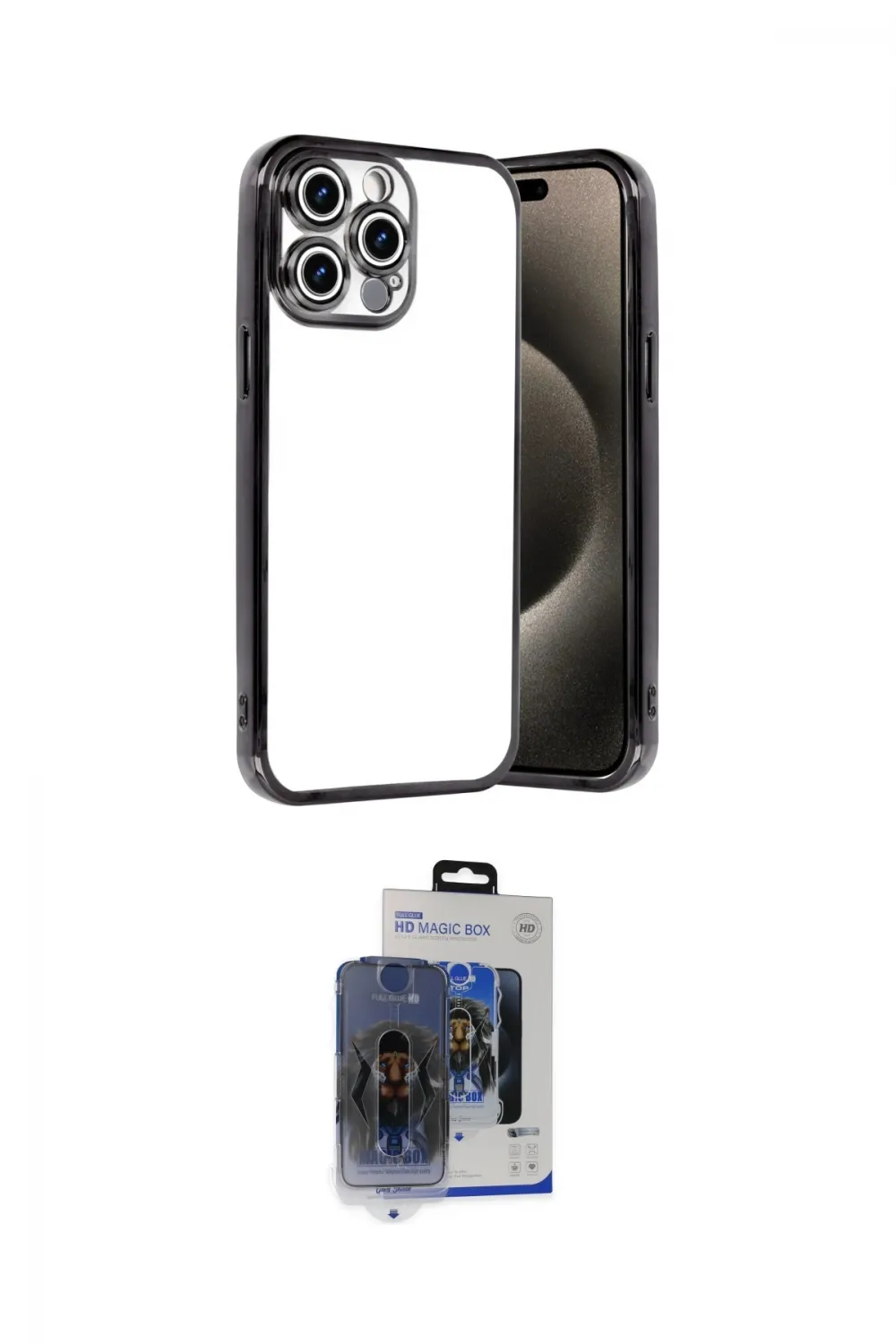ieg™ iPhone 15 Pro Max Kılıf Vadi Minimal - Siyah Vanessa Magic Cam