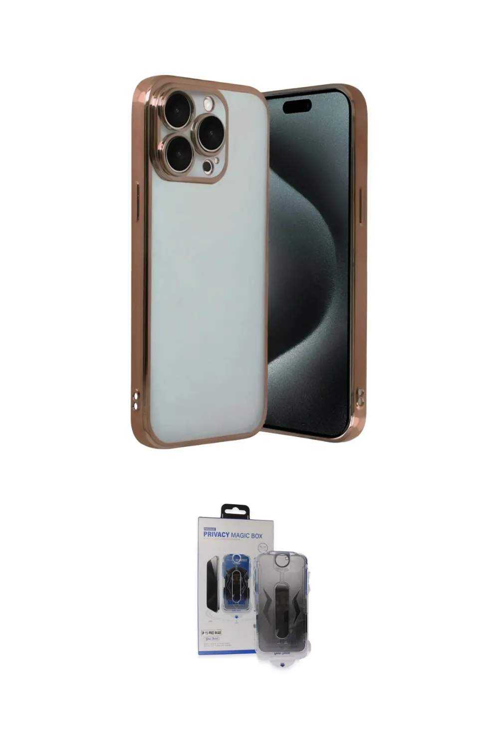 ieg™ iPhone 15 Pro Max Kılıf Vadi Minimal - Siyah Vanessa Magic Hayalet Cam