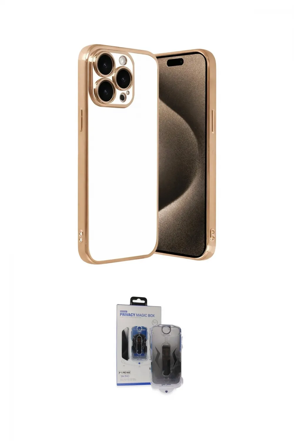 ieg™ iPhone 15 Pro Max Kılıf Vadi Minimal - Siyah Vanessa Magic Hayalet Cam