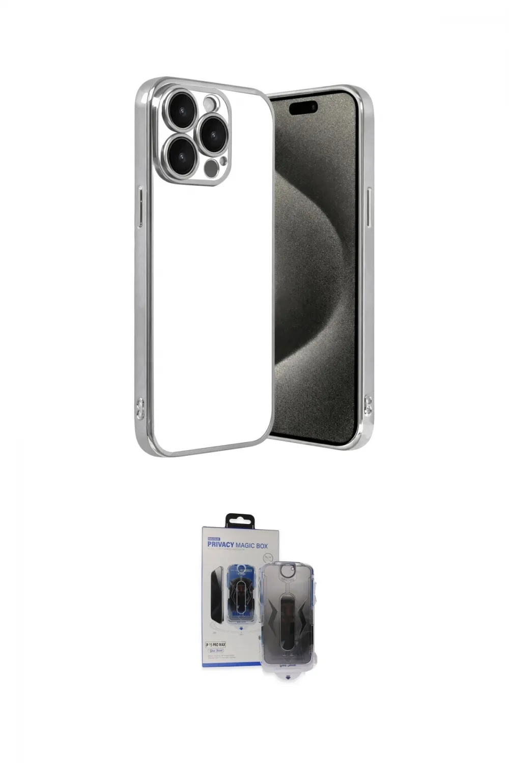 ieg™ iPhone 15 Pro Max Kılıf Vadi Minimal - Siyah Vanessa Magic Hayalet Cam