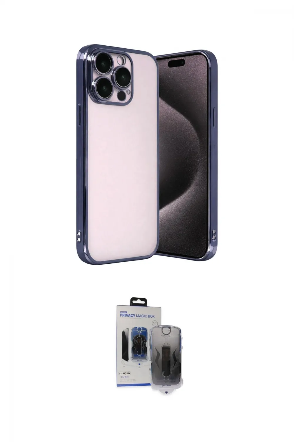 ieg™ iPhone 15 Pro Max Kılıf Vadi Minimal - Siyah Vanessa Magic Hayalet Cam