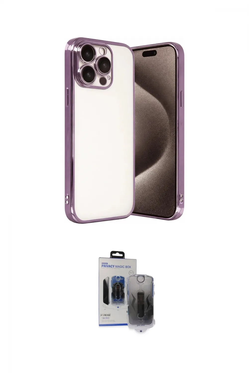 ieg™ iPhone 15 Pro Max Kılıf Vadi Minimal - Siyah Vanessa Magic Hayalet Cam
