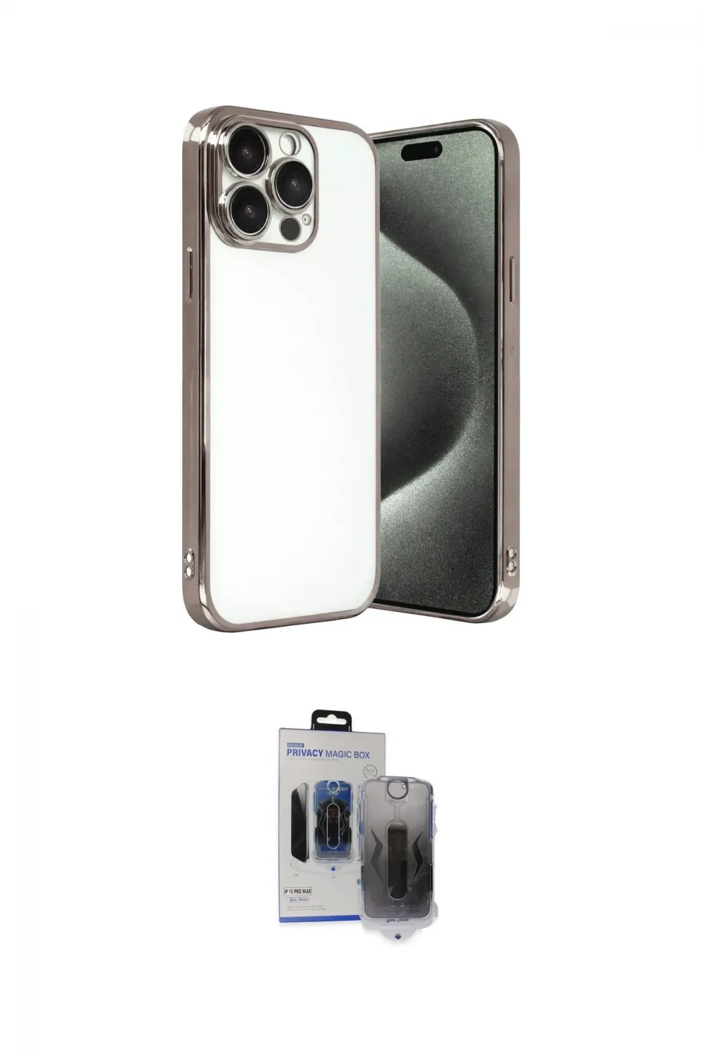 ieg™ iPhone 15 Pro Max Kılıf Vadi Minimal - Siyah Vanessa Magic Hayalet Cam
