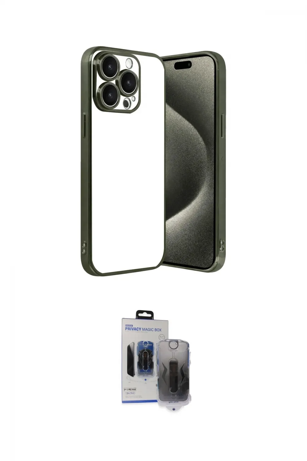 ieg™ iPhone 15 Pro Max Kılıf Vadi Minimal - Siyah Vanessa Magic Hayalet Cam