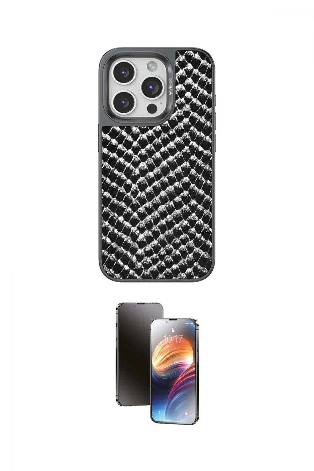 ieg™ iPhone 15 Pro Max Kılıf Vadi Özel Seri - Siyah 3D Antistatik Mat Seramik Nano Ekran Koruyucu