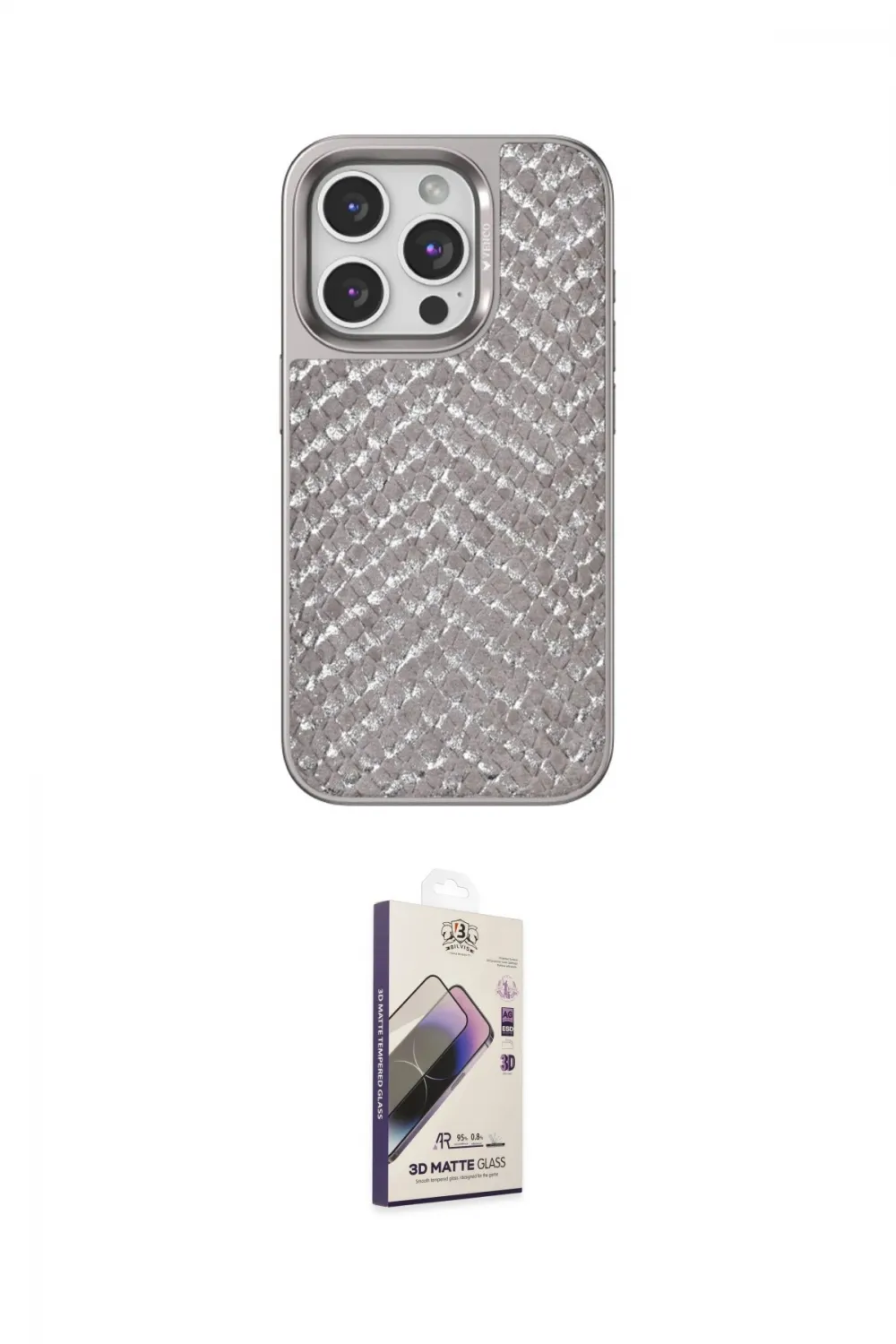 ieg™ iPhone 15 Pro Max Kılıf Vadi Özel Seri - Siyah Bilvis 3D Mat Cam Ekran Koruyucu
