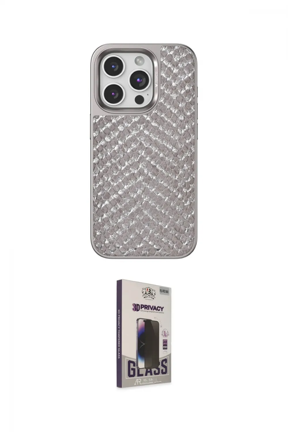 ieg™ iPhone 15 Pro Max Kılıf Vadi Özel Seri - Siyah Bilvis Hayalet Cam Ekran Koruyucu