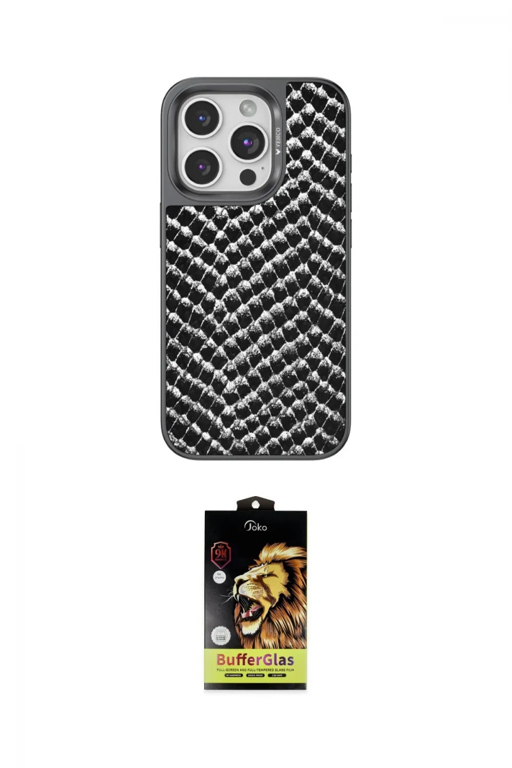 ieg™ iPhone 15 Pro Max Kılıf Vadi Özel Seri - Siyah Buffer Cam Ekran Koruyucu