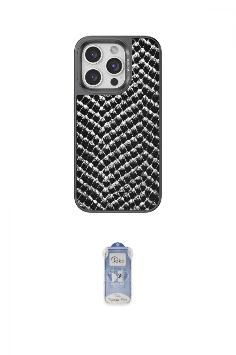 ieg™ iPhone 15 Pro Max Kılıf Vadi Özel Seri - Siyah Joko Magic 5D Cam