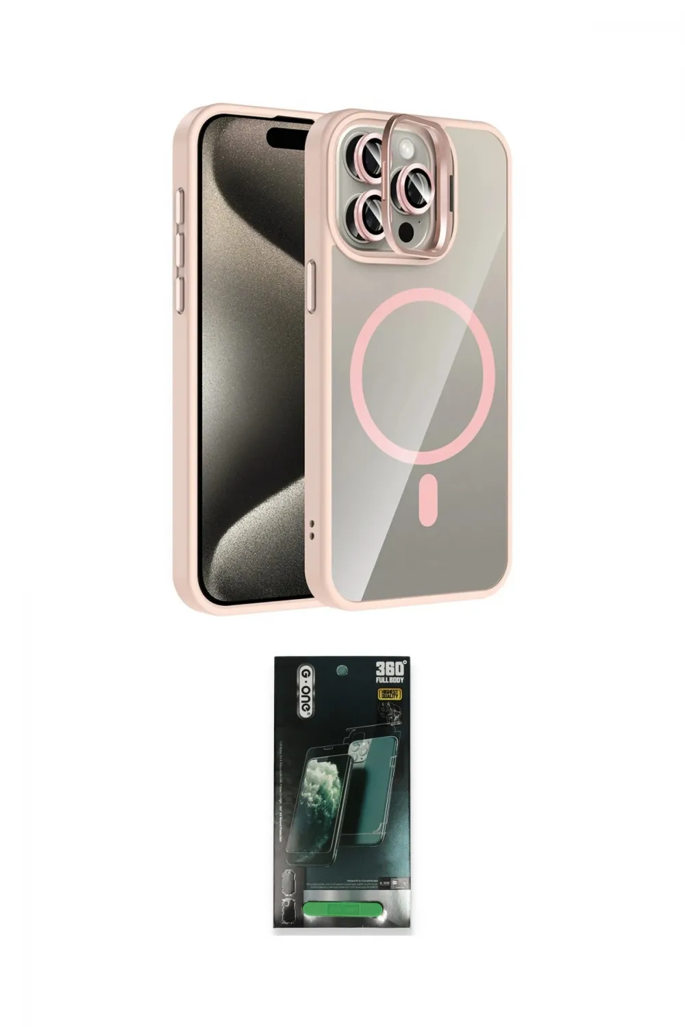 ieg™ iPhone 15 Pro Max Kılıf Yadigar Asil Koleksiyonu - Şeffaf 360 Full Body Arka Koruyucu