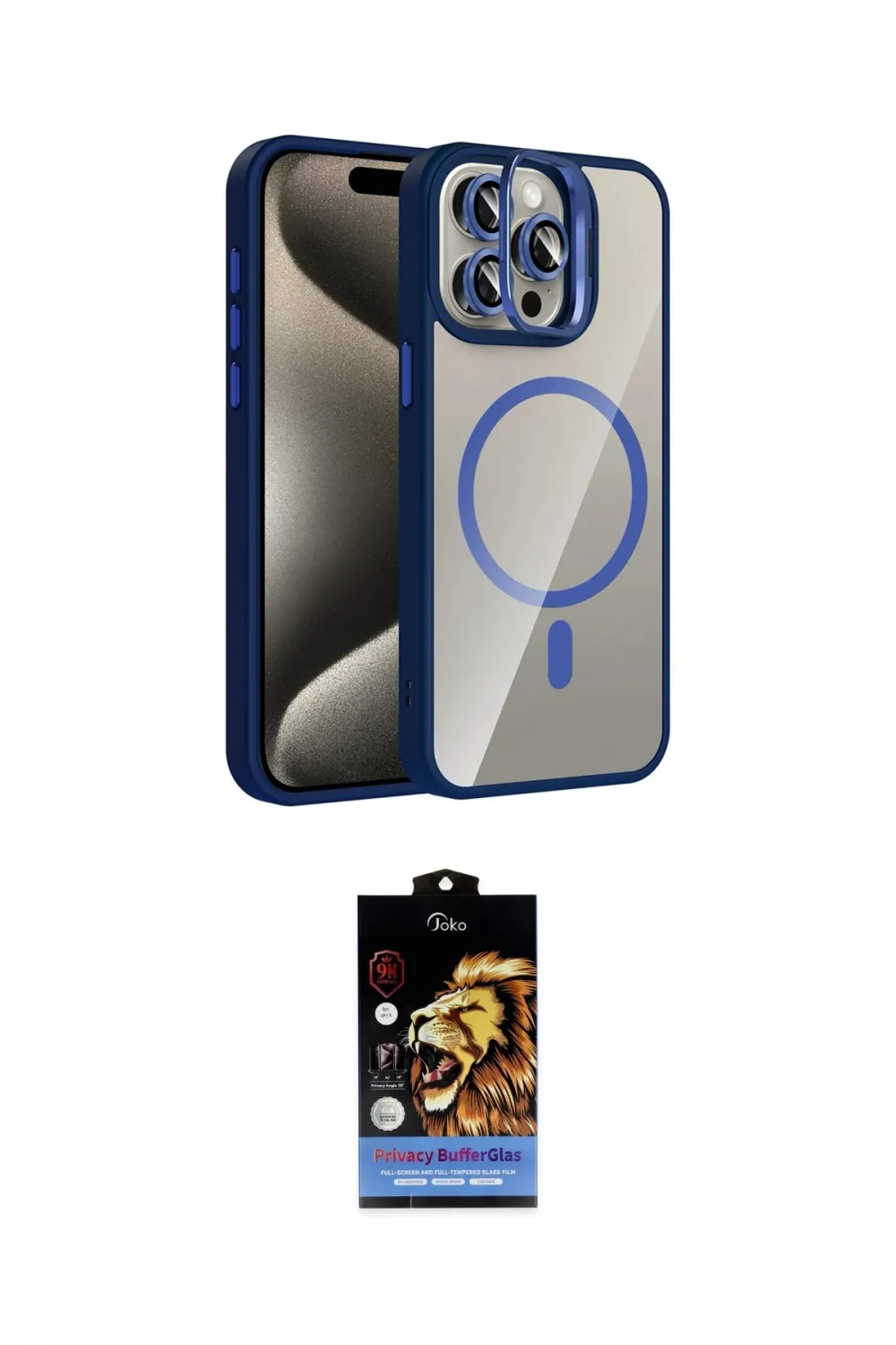 ieg™ iPhone 15 Pro Max Kılıf Yadigar Asil Koleksiyonu - Siyah Buffer Hayalet Cam Ekran Koruyucu