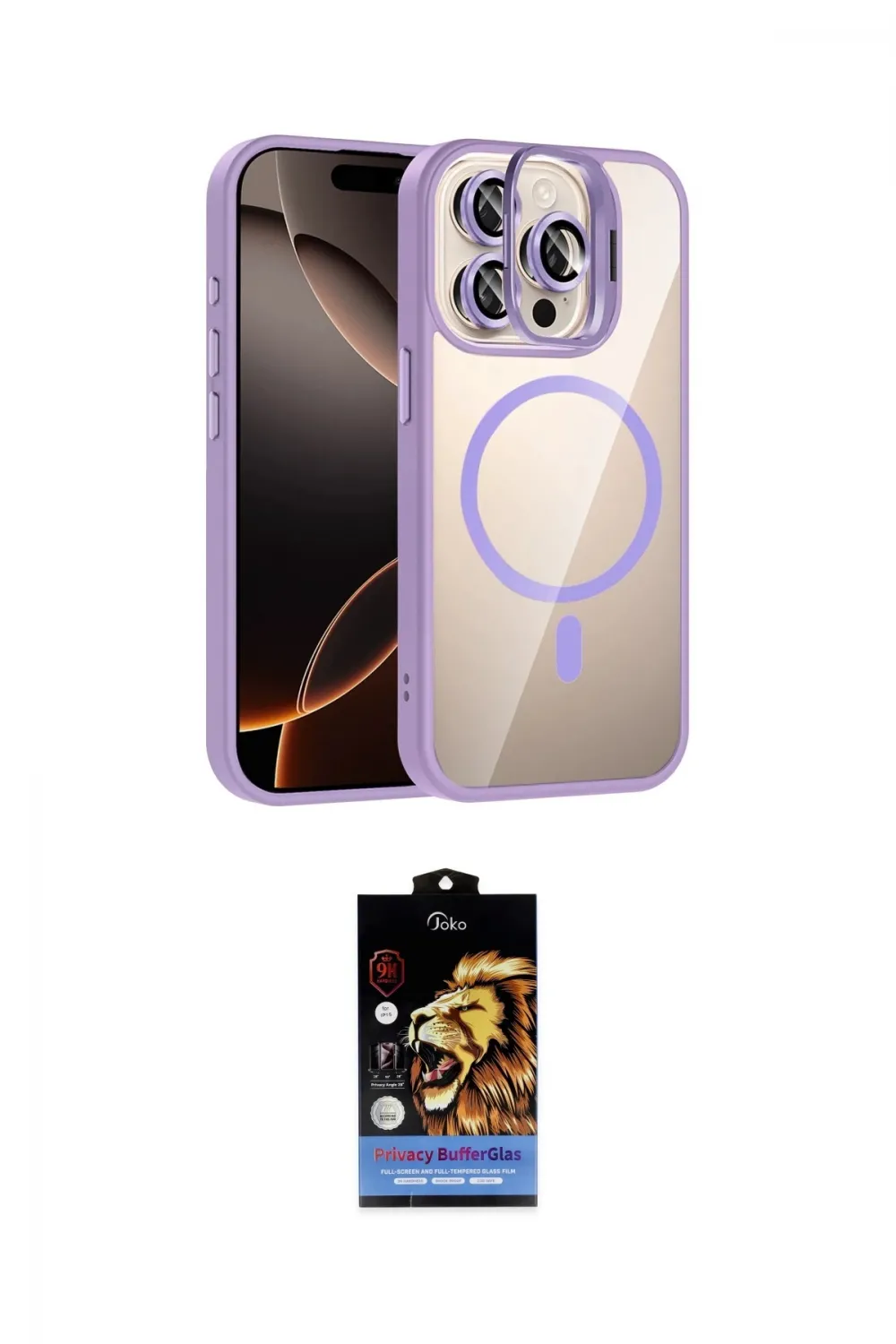 ieg™ iPhone 15 Pro Max Kılıf Yadigar Asil Koleksiyonu - Siyah Buffer Hayalet Cam Ekran Koruyucu