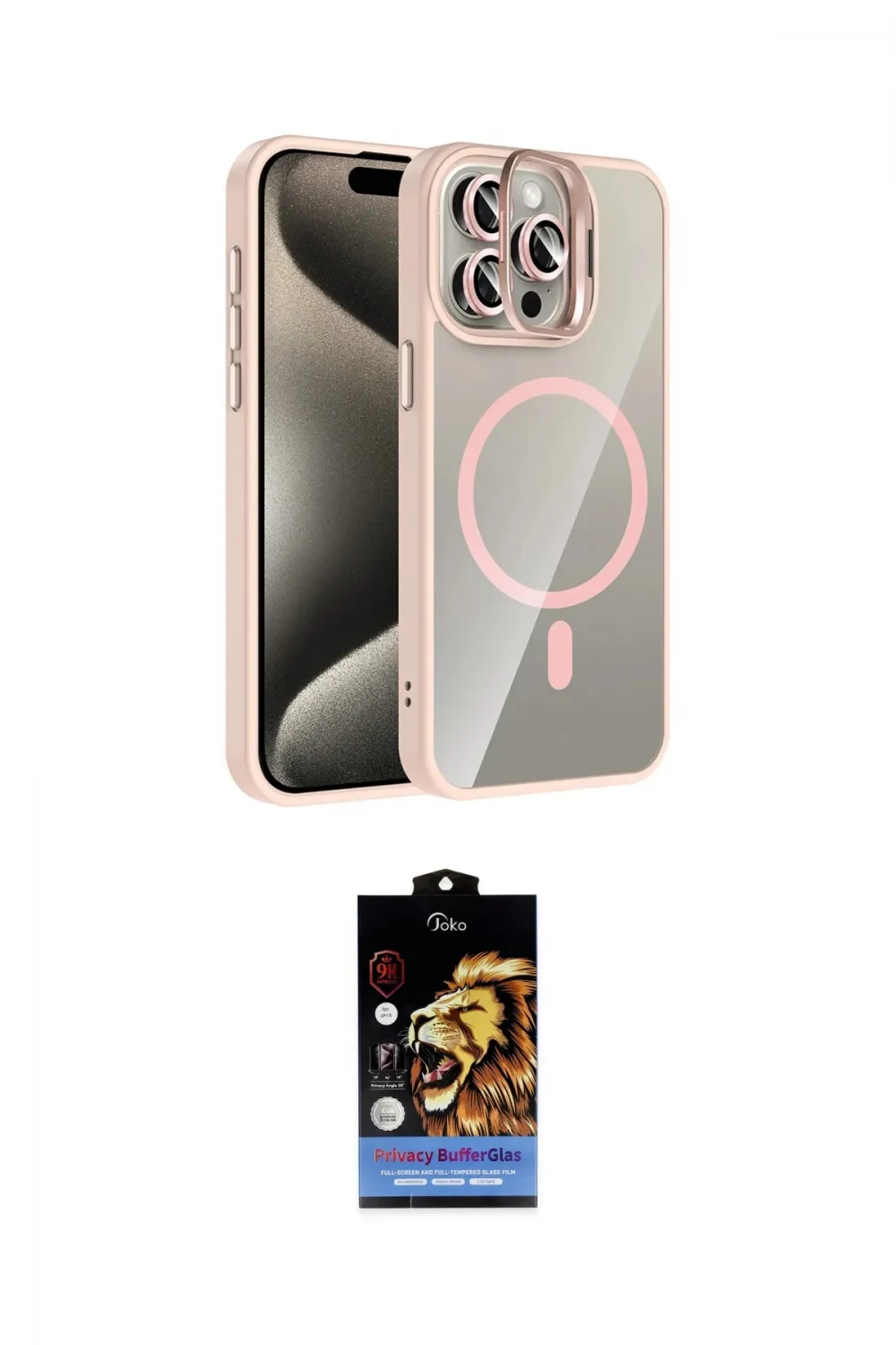 ieg™ iPhone 15 Pro Max Kılıf Yadigar Asil Koleksiyonu - Siyah Buffer Hayalet Cam Ekran Koruyucu