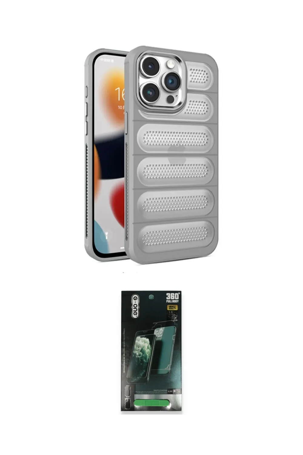 ieg™ iPhone 15 Pro Max Kılıf Yadigar Doku Özel Seri - Şeffaf 360 Full Body Arka Koruyucu