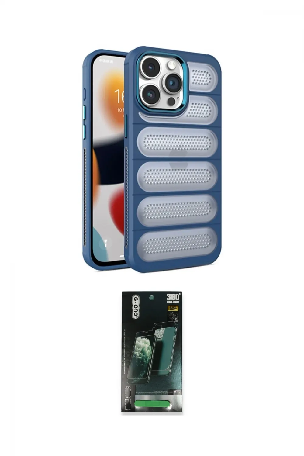 ieg™ iPhone 15 Pro Max Kılıf Yadigar Doku Özel Seri - Siyah 360 Mat Full Body Arka Koruyucu