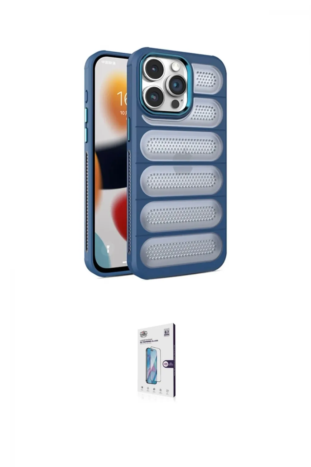 ieg™ iPhone 15 Pro Max Kılıf Yadigar Doku Özel Seri - Siyah Bilvis 0.18mm Plus Cam Ekran Koruyucu