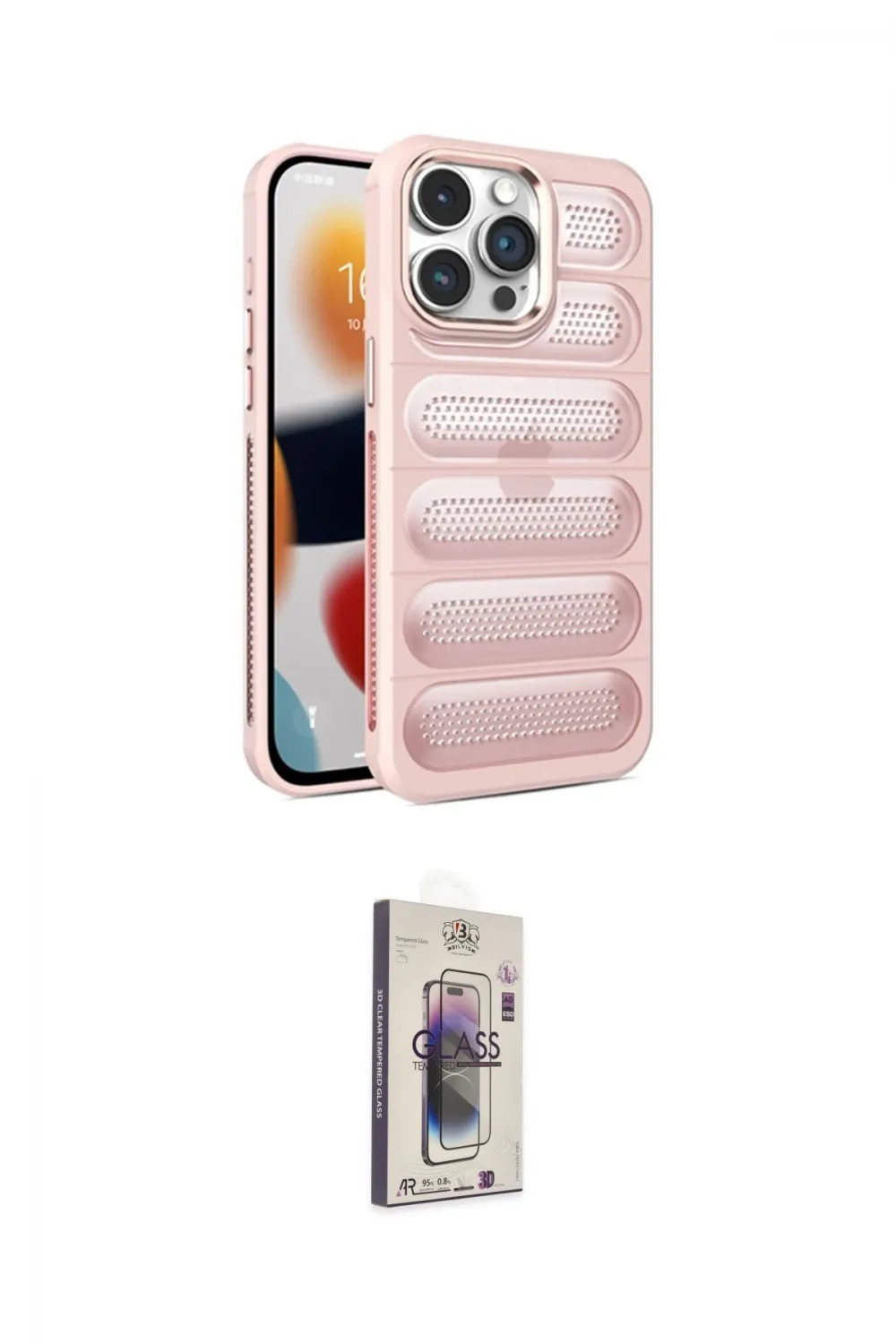ieg™ iPhone 15 Pro Max Kılıf Yadigar Doku Özel Seri - Siyah Bilvis 3D Cam Ekran Koruyucu