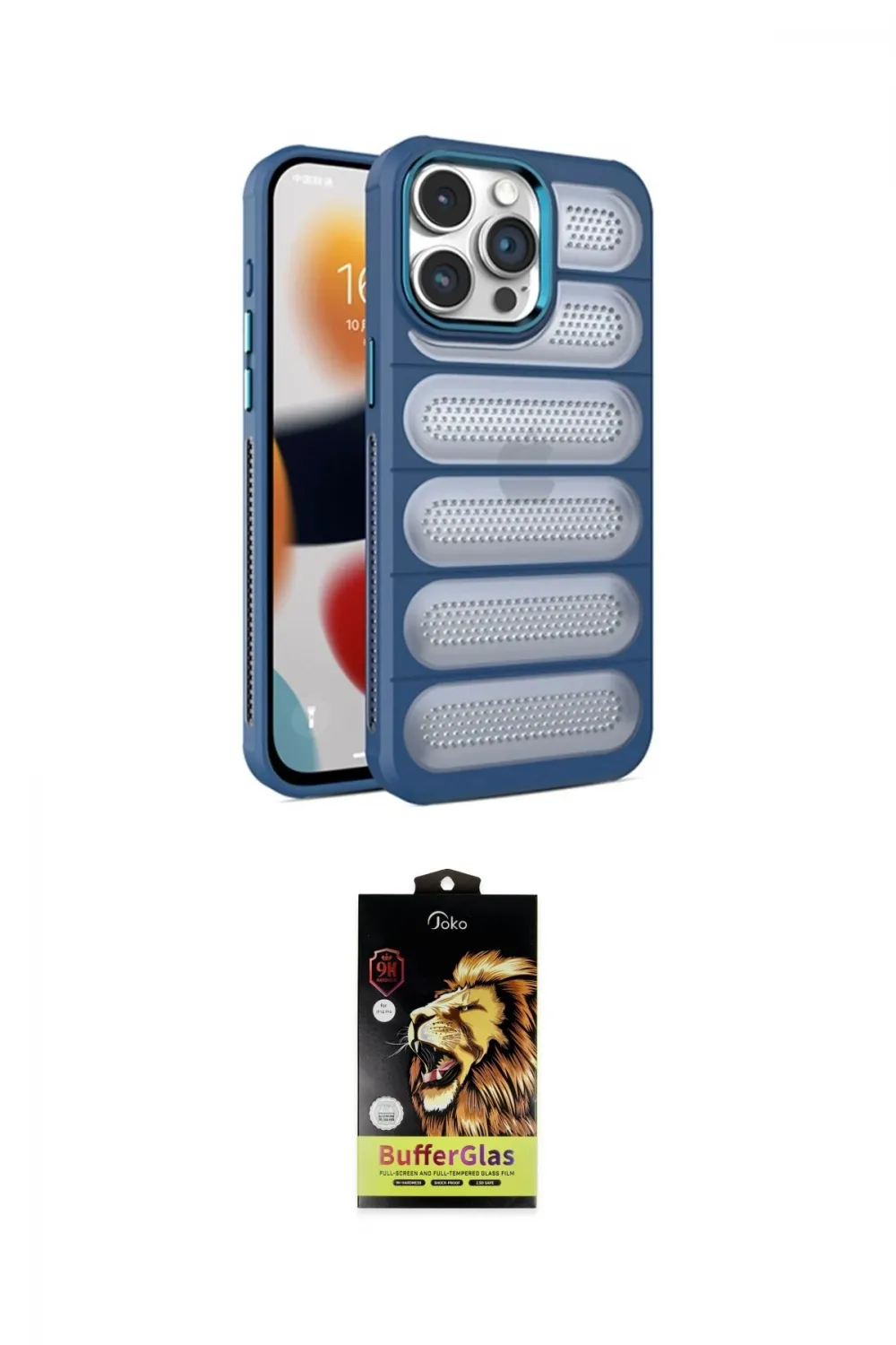 ieg™ iPhone 15 Pro Max Kılıf Yadigar Doku Özel Seri - Siyah Buffer Cam Ekran Koruyucu