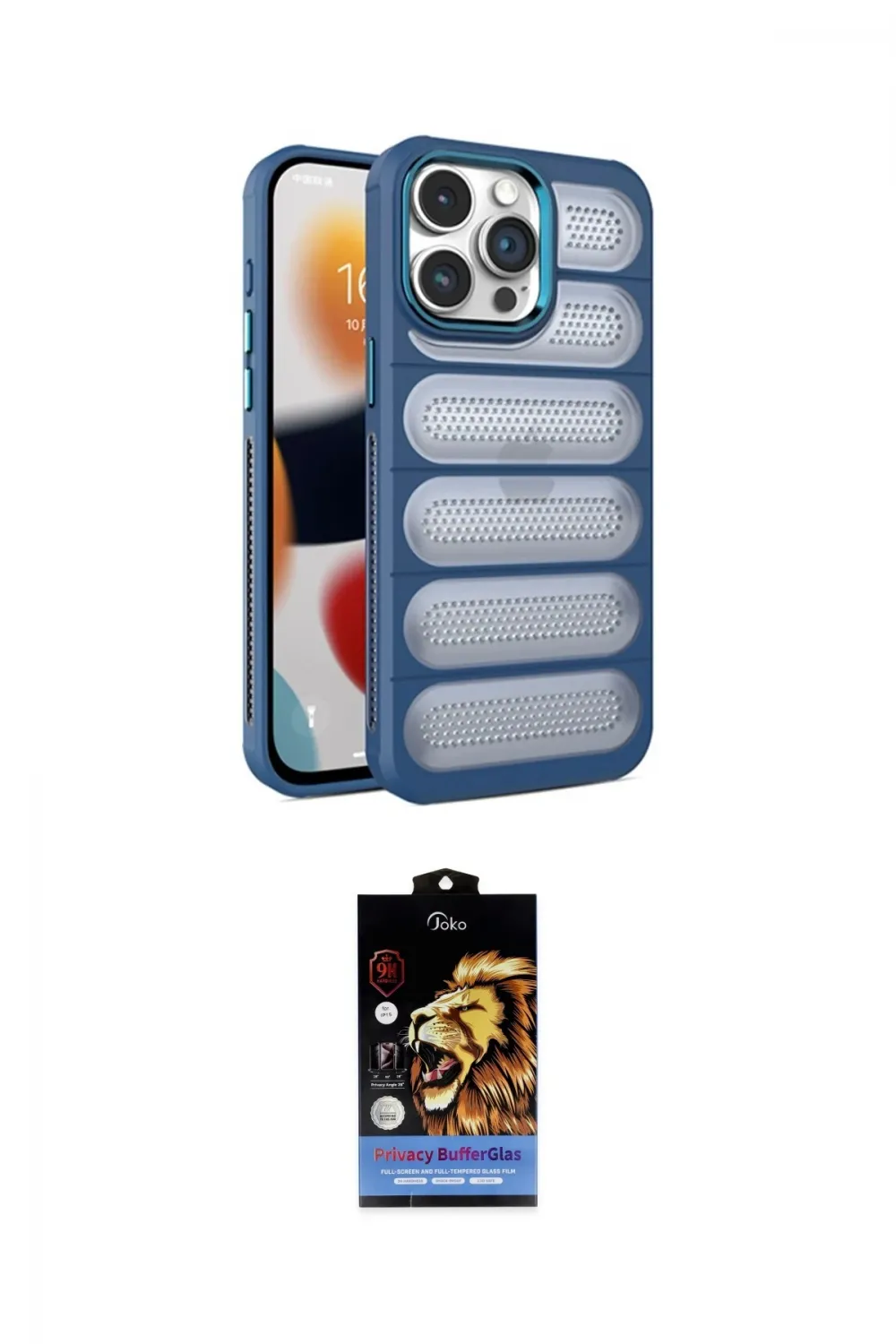 ieg™ iPhone 15 Pro Max Kılıf Yadigar Doku Özel Seri - Siyah Buffer Hayalet Cam Ekran Koruyucu
